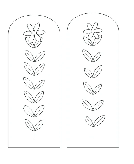 Amber Leaves Botanical Windows — uncolored botanical windows drawing