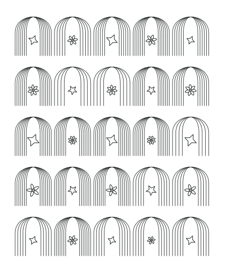 Amber Leaves Deco Arches — uncolored deco arches drawing