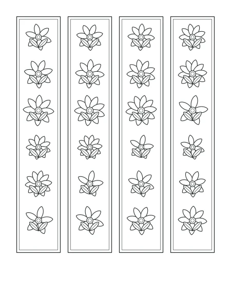 Amber Leaves Floral Bookmarks — uncolored floral bookmarks drawing