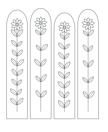 Botanical Windows black-and-white line drawing