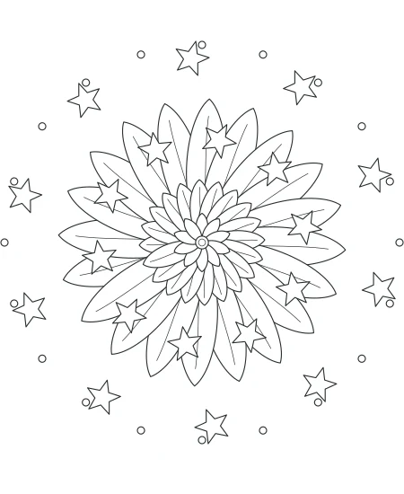 Cedar Grove Celestial Mandala — uncolored celestial mandala drawing