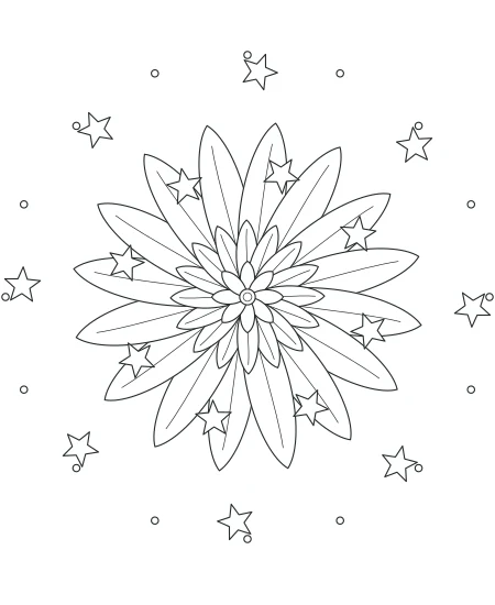Cedar Grove Celestial Mandala — uncolored celestial mandala drawing
