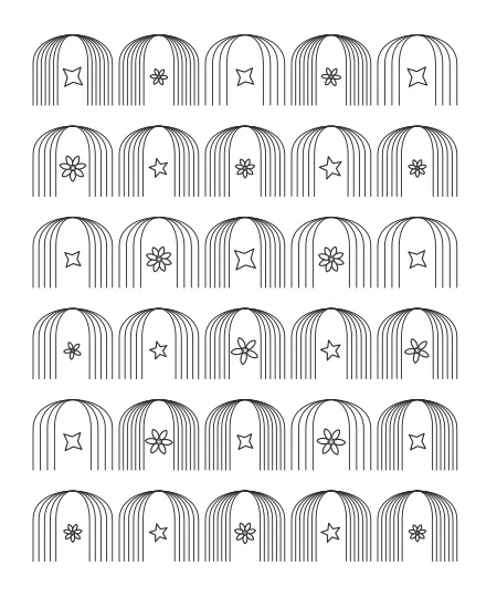 Cedar Grove Deco Arches — uncolored deco arches drawing