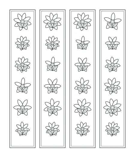 Cedar Grove Floral Bookmarks — uncolored floral bookmarks drawing