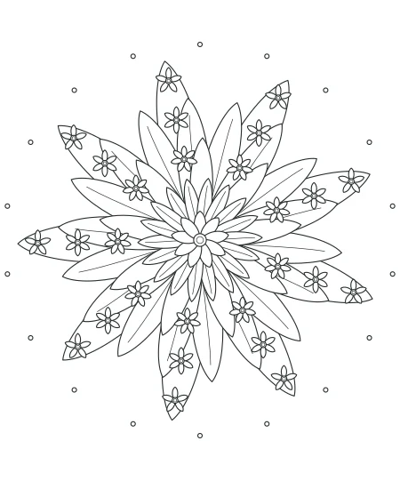 Cedar Grove Flower Medallions — uncolored flower medallions drawing
