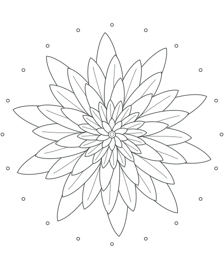 Cedar Grove Petal Mandala — uncolored petal mandala drawing