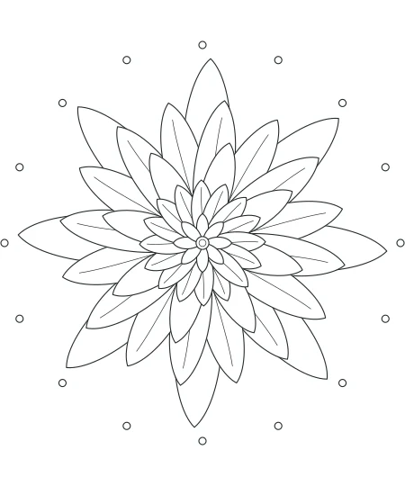 Cedar Grove Petal Mandala — uncolored petal mandala drawing
