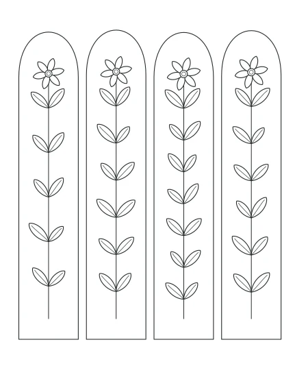 Cloud Garden Botanical Windows — uncolored botanical windows drawing