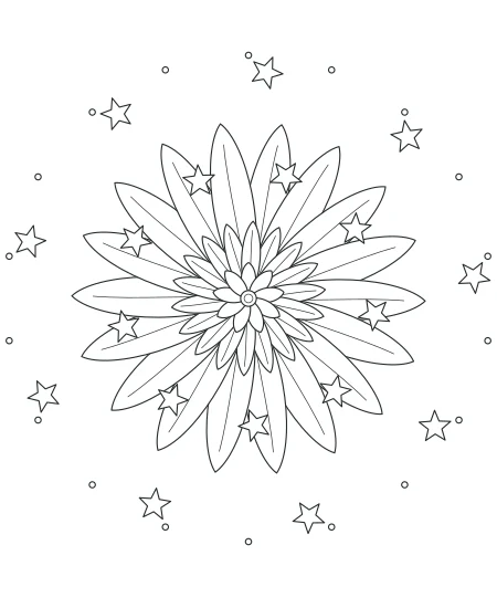 Cloud Garden Celestial Mandala — uncolored celestial mandala drawing