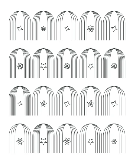 Cloud Garden Deco Arches — uncolored deco arches drawing