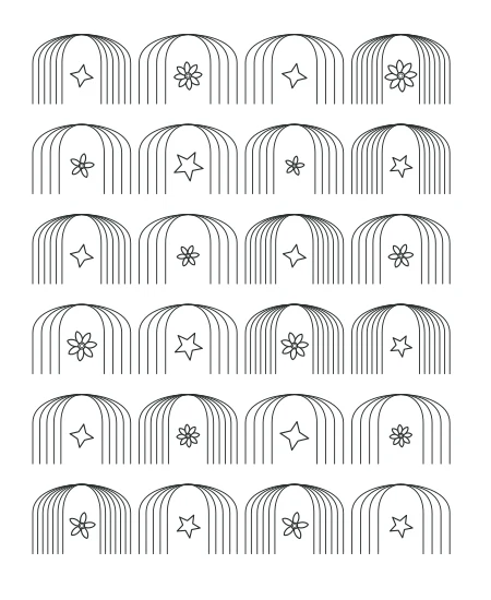 Cloud Garden Deco Arches — uncolored deco arches drawing