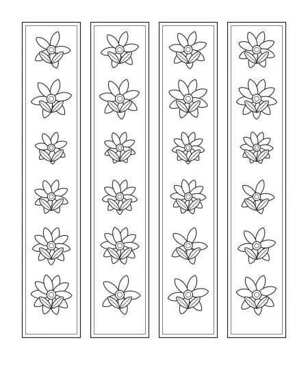 Cloud Garden Floral Bookmarks — uncolored floral bookmarks drawing