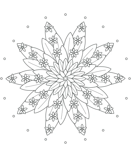 Cloud Garden Flower Medallions — uncolored flower medallions drawing