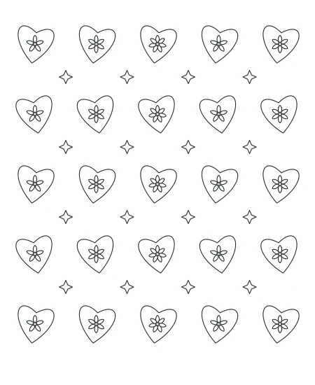 Cloud Garden Heart Lace — uncolored heart lace drawing