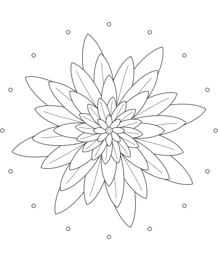 Cloud Garden Petal Mandala — uncolored petal mandala drawing