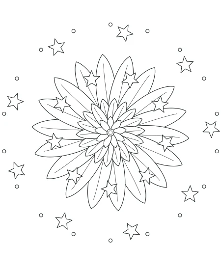 Dappled Shade Celestial Mandala — uncolored celestial mandala drawing