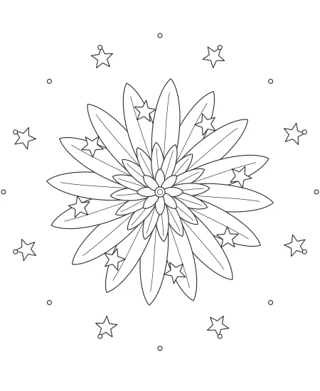 Dappled Shade Celestial Mandala — uncolored celestial mandala drawing