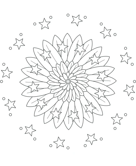 Dappled Shade Celestial Mandala — uncolored celestial mandala drawing