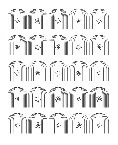 Dappled Shade Deco Arches — uncolored deco arches drawing