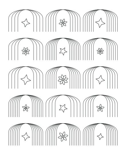 Dappled Shade Deco Arches — uncolored deco arches drawing