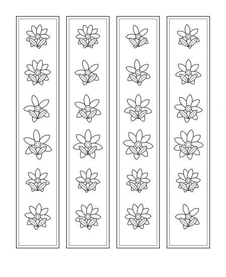 Dappled Shade Floral Bookmarks — uncolored floral bookmarks drawing