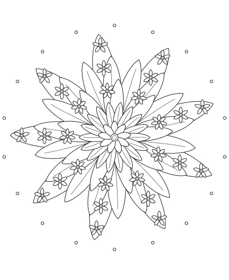 Dappled Shade Flower Medallions — uncolored flower medallions drawing