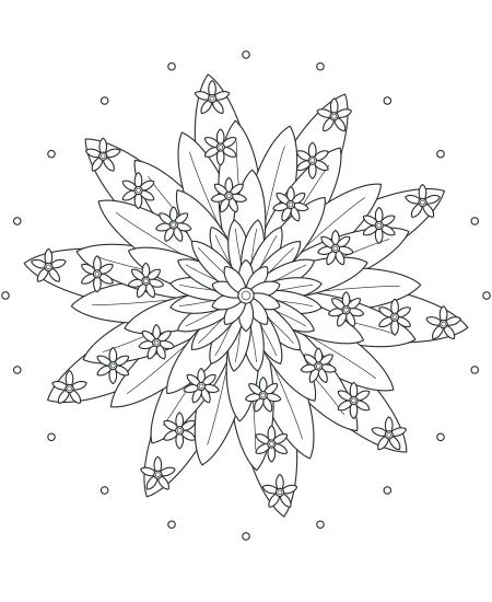 Dappled Shade Flower Medallions — uncolored flower medallions drawing