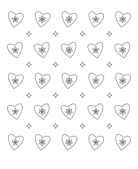 Dappled Shade Heart Lace — uncolored heart lace drawing