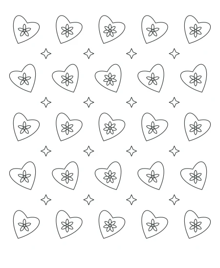 Dappled Shade Heart Lace — uncolored heart lace drawing