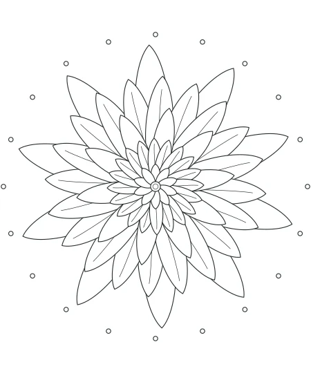 Dappled Shade Petal Mandala — uncolored petal mandala drawing