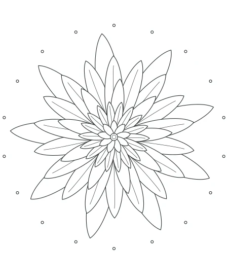 Dappled Shade Petal Mandala — uncolored petal mandala drawing