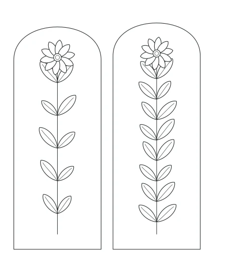 Evening Bloom Botanical Windows — uncolored botanical windows drawing