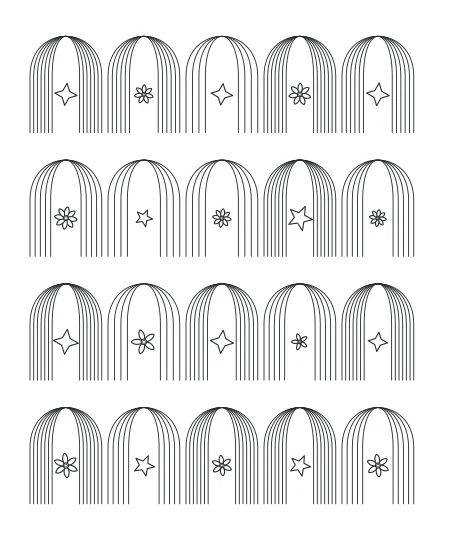 Evening Bloom Deco Arches — uncolored deco arches drawing
