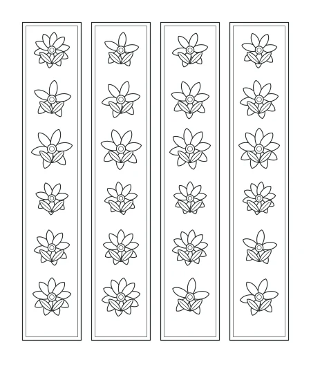 Evening Bloom Floral Bookmarks — uncolored floral bookmarks drawing