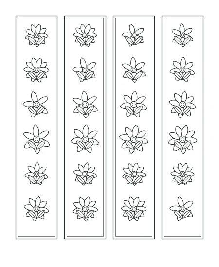 Evening Bloom Floral Bookmarks — uncolored floral bookmarks drawing