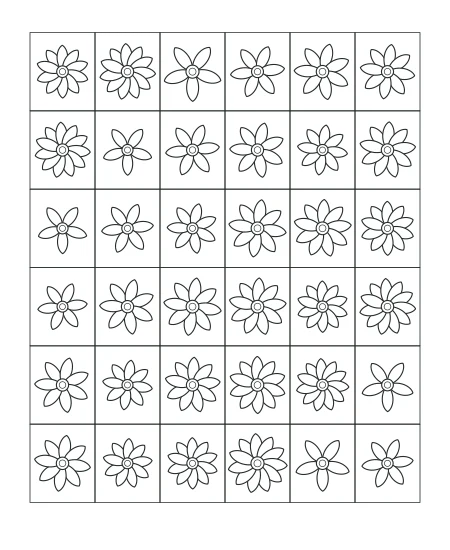 Evening Bloom Garden Mosaic — uncolored garden mosaic drawing