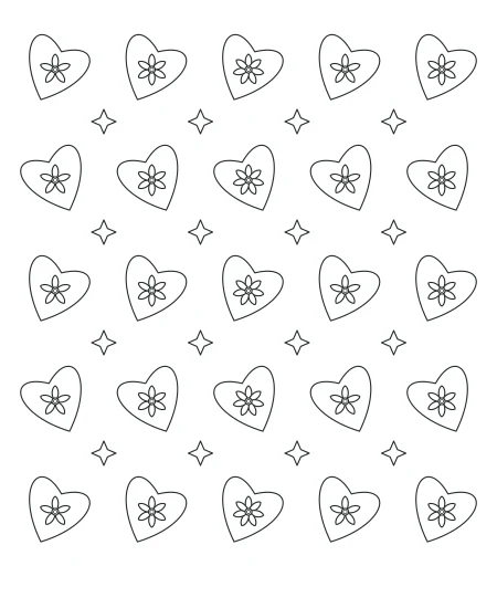 Evening Bloom Heart Lace — uncolored heart lace drawing