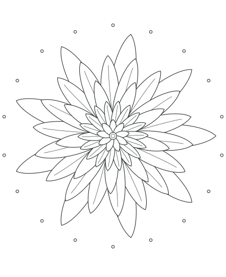 Petal Mandala black-and-white line drawing