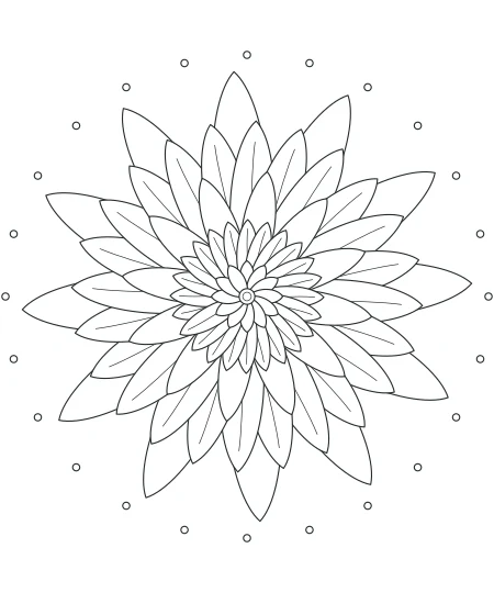 Evening Bloom Petal Mandala — uncolored petal mandala drawing