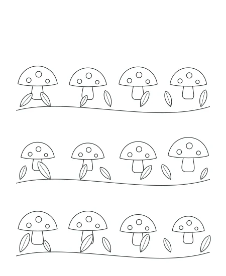 Evening Bloom Woodland Mushrooms — uncolored woodland mushrooms drawing