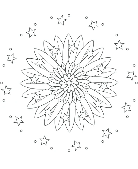 Fernlight Celestial Mandala — uncolored celestial mandala drawing