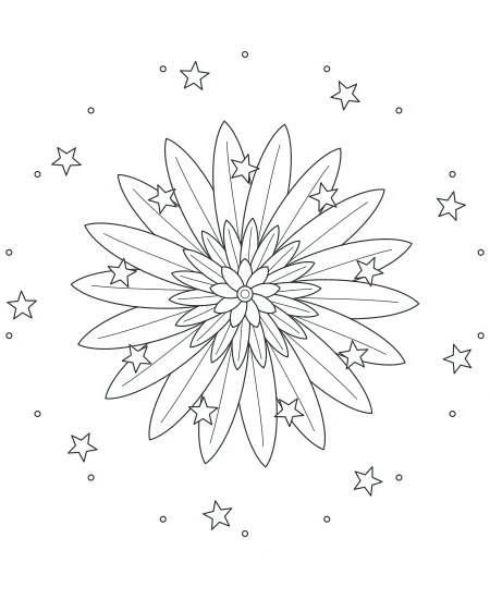 Fernlight Celestial Mandala — uncolored celestial mandala drawing