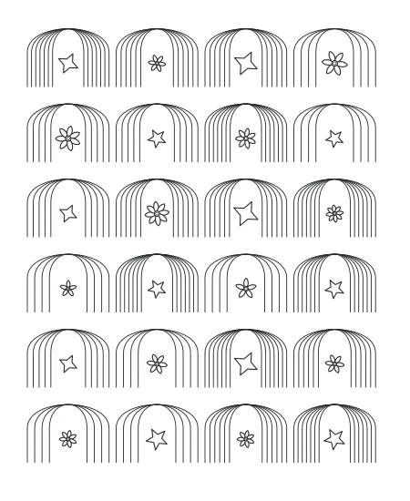 Deco Arches black-and-white line drawing