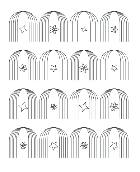 Fernlight Deco Arches — uncolored deco arches drawing