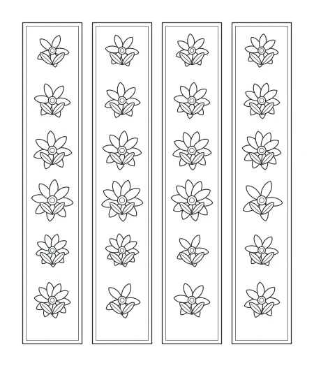 Fernlight Floral Bookmarks — uncolored floral bookmarks drawing