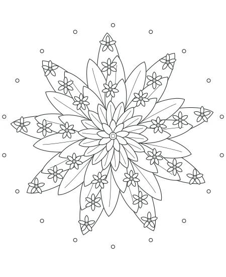 Fernlight Flower Medallions — uncolored flower medallions drawing