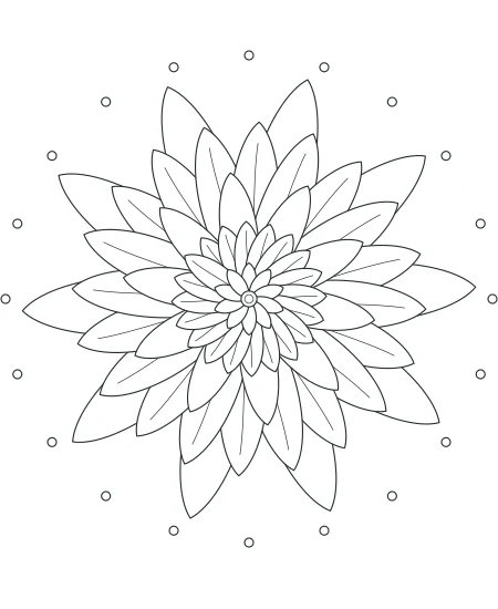 Fernlight Petal Mandala — uncolored petal mandala drawing