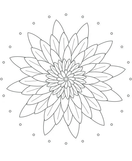 Fernlight Petal Mandala — uncolored petal mandala drawing