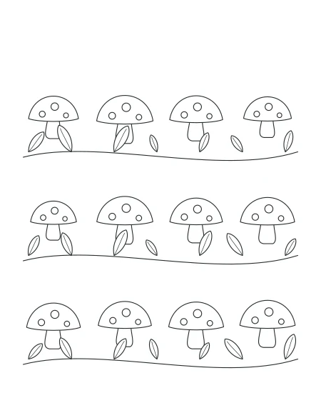 Fernlight Woodland Mushrooms — uncolored woodland mushrooms drawing
