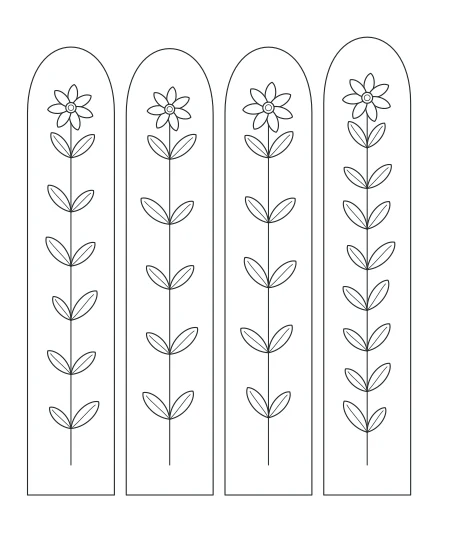 Forest Lace Botanical Windows — uncolored botanical windows drawing